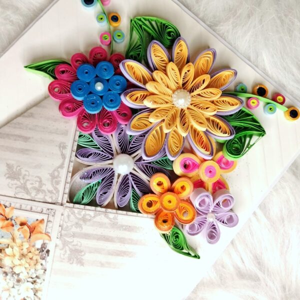 IMG20220904151935 Quilled flowers in envelope greeting card