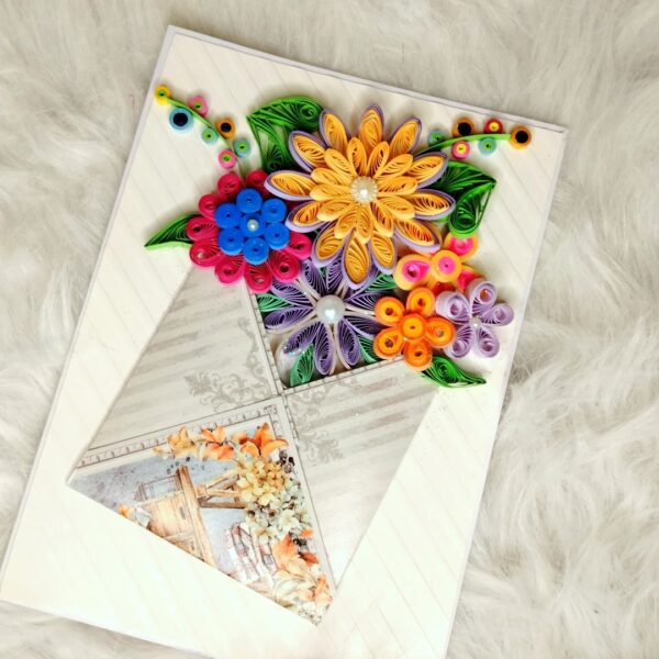 IMG20220904151955 Quilled flowers in envelope greeting card