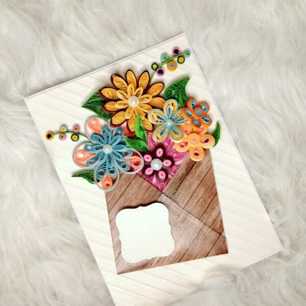 IMG20220904152048 Quilled flowers in envelope greeting card
