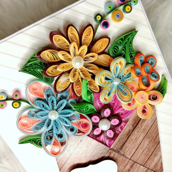 IMG20220904152111 Quilled flowers in envelope greeting card