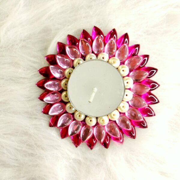 IMG20220911213615 Beautiful Kundan Diya With Tealight Candle - Pink
