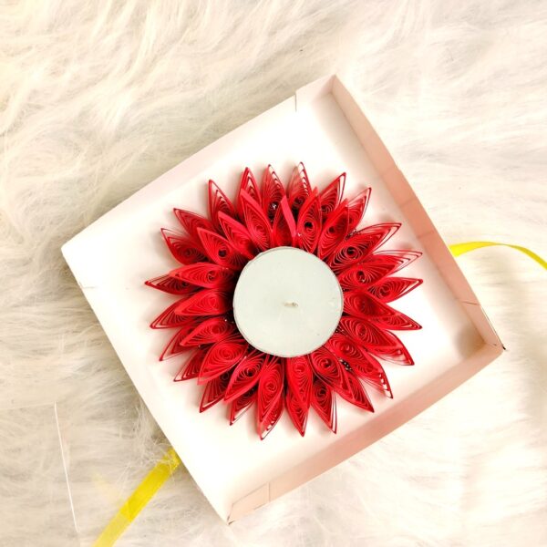 IMG20220911213807 Quilled Tealight Candle holder gift - Red