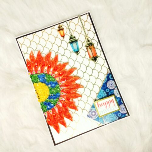 Sparkling Handmade Quilled Diwali Greeting Card D30
