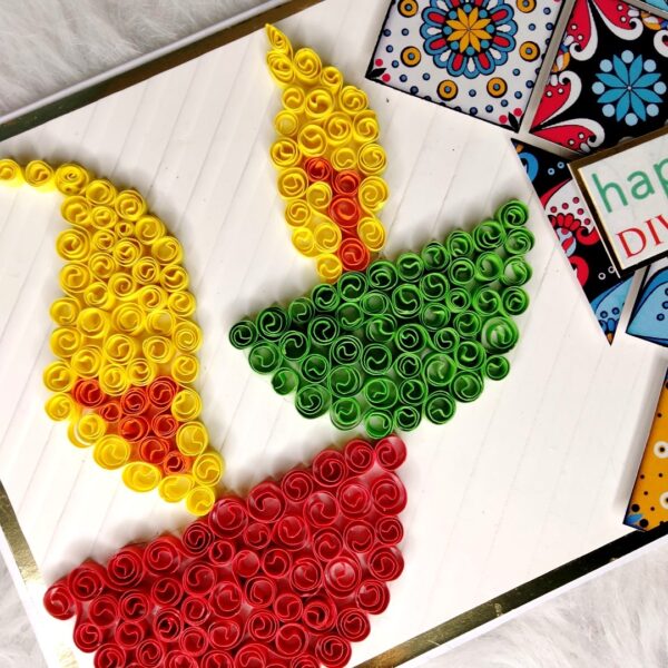 IMG20221010190858 Handmade Quilled Diwali Diyas Greeting Card