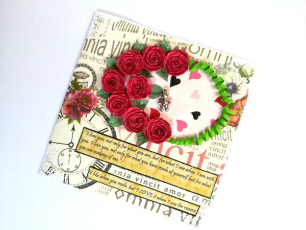 Quilled Roses Love Greeting Card image Quilled Roses Love Greeting Card image