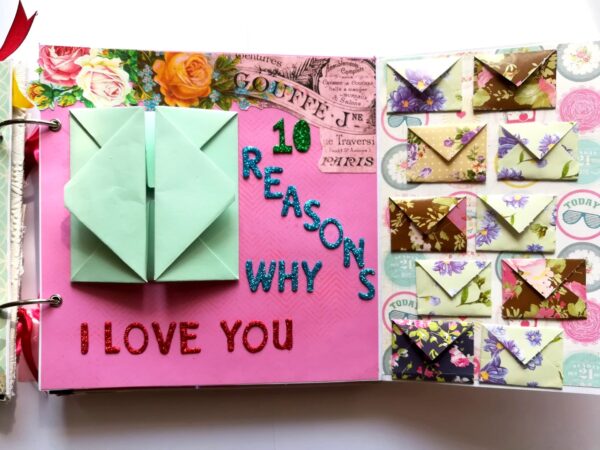 Love and Birthday Handmade Scrapbook With Origami folds image Love and Birthday Handmade Scrapbook With Origami folds image
