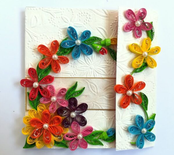 Multicolor Flowers Mini Scrapbook Greeting Card image Multicolor Flowers Mini Scrapbook Greeting Card image