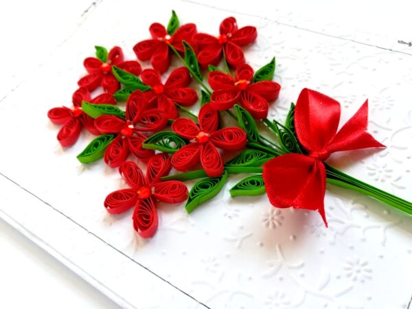 Red Quilled Flowers Bouquet Greeting Card image Red Quilled Flowers Bouquet Greeting Card image