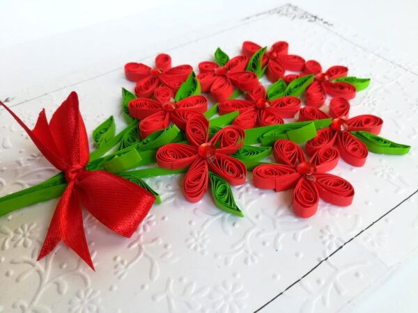 Red Quilled Flowers Bouquet Greeting Card image Red Quilled Flowers Bouquet Greeting Card image