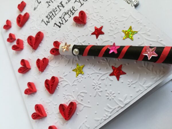 Magic Wand Quilled Hearts Pop up Greeting Card Gift image Magic Wand Quilled Hearts Pop up Greeting Card Gift image
