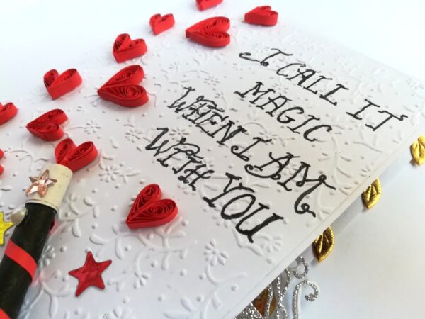 Magic Wand Quilled Hearts Pop up Greeting Card Gift image Magic Wand Quilled Hearts Pop up Greeting Card Gift image