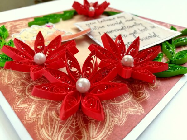 Quilled Red Flowers Love Greeting Card image Quilled Red Flowers Love Greeting Card image