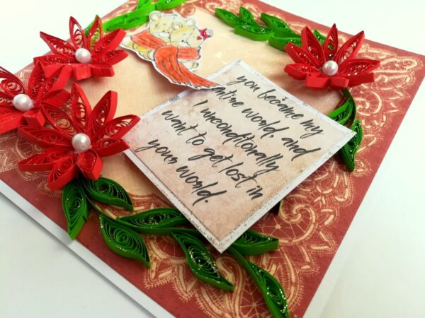 Quilled Red Flowers Love Greeting Card image Quilled Red Flowers Love Greeting Card image