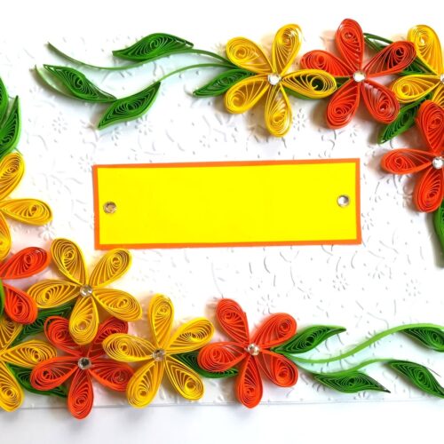 Yellow and Orange Quilled Corner Greeting Card image