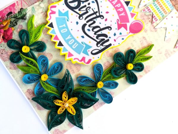 Blue Quilled Flowers Birthday Greeting card image Blue Quilled Flowers Birthday Greeting card image