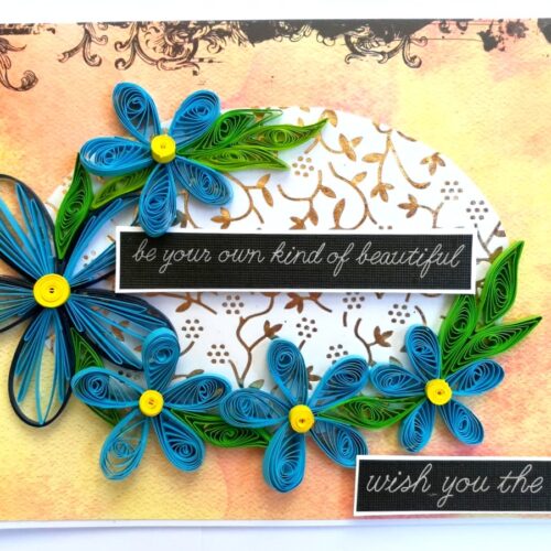 Blue Quilled Birthday Greeting card image