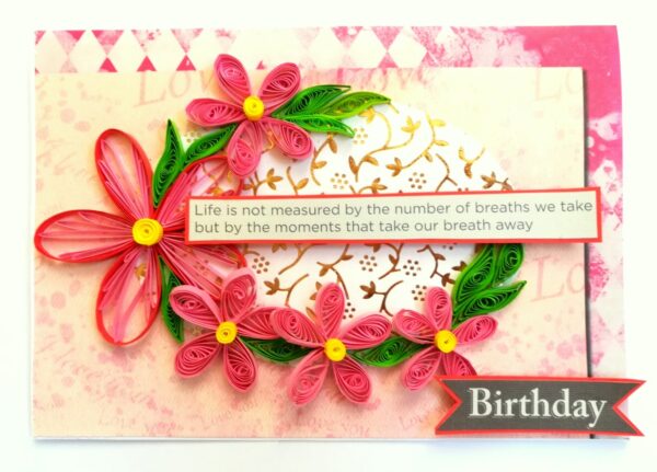 Pink Quilled Birthday Greeting Card image Pink Quilled Birthday Greeting Card image