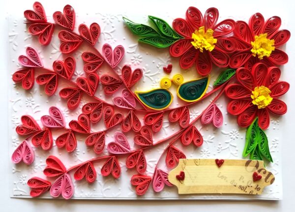 Quilled Love Tree With Birds Card image Quilled Love Tree With Birds Card image