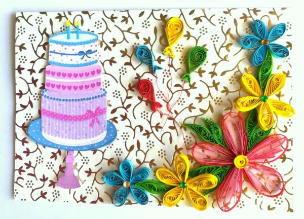 Birthday Cake and Balloons Greeting Card image Birthday Cake and Balloons Greeting Card image
