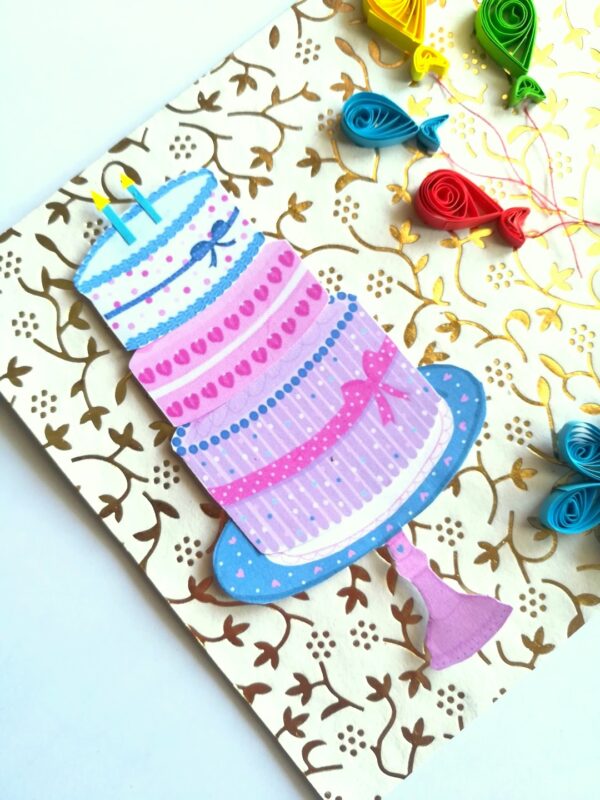 Birthday Cake and Balloons Greeting Card image Birthday Cake and Balloons Greeting Card image