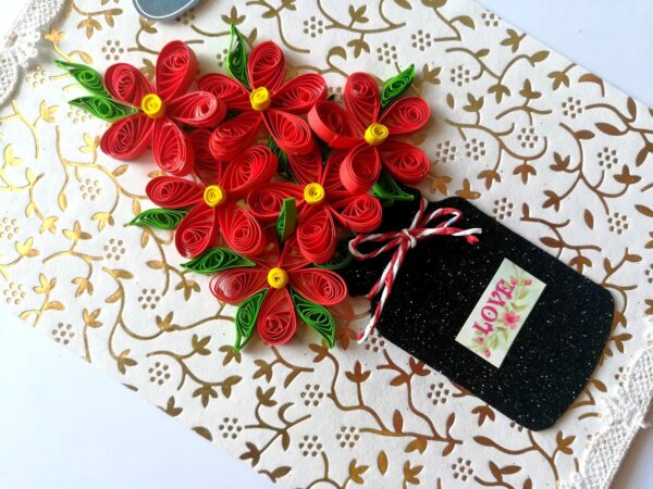 Red Quilled Flowers Jar Greeting Card image Red Quilled Flowers Jar Greeting Card image