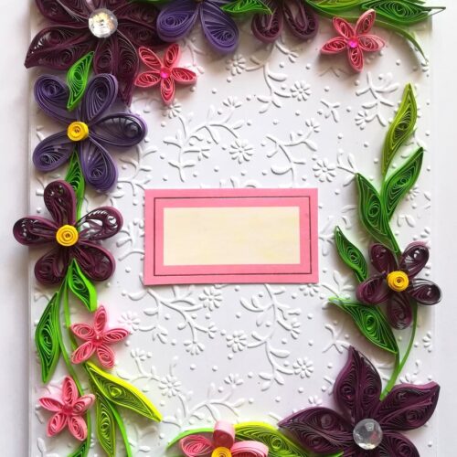 Purple Themed Corner Quilled Greeting Card image