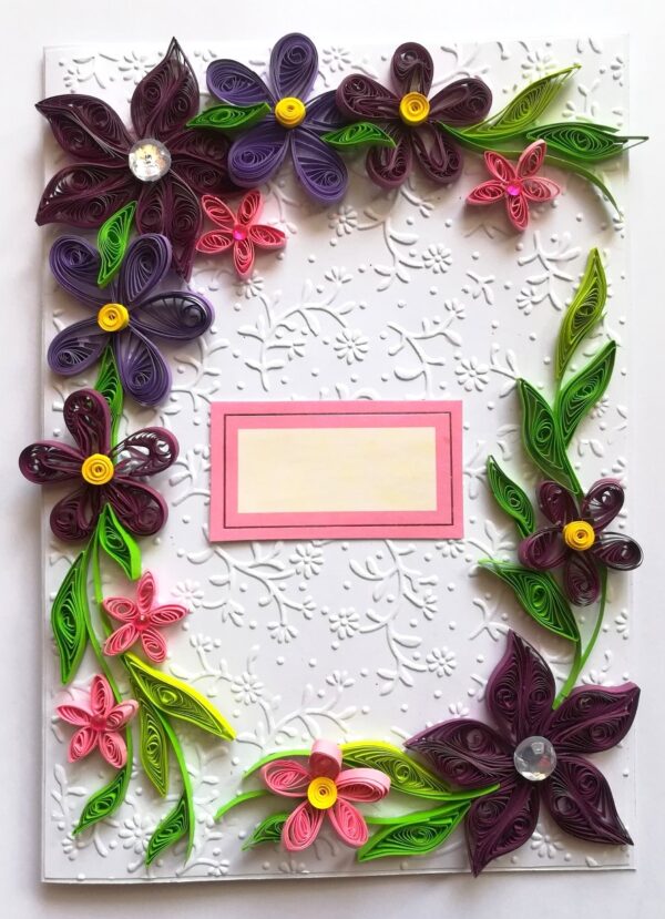 Purple Themed Corner Quilled Greeting Card image Purple Themed Corner Quilled Greeting Card image