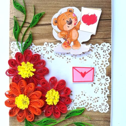 Corner Quilled Flowers Greeting Card image