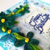 Blue Quilled Corner Flowers Birthday Greeting card image Blue Quilled Corner Flowers Birthday Greeting card image