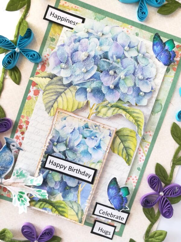 Sparkling Blue Flowers Birthday Card image Sparkling Blue Flowers Birthday Card image
