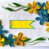 Blue and Yellow Quilled Corner Greeting Card image Blue and Yellow Quilled Corner Greeting Card image