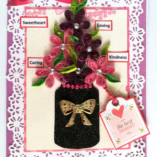 Quilled Flowers in Vase Mom Greeting Card image