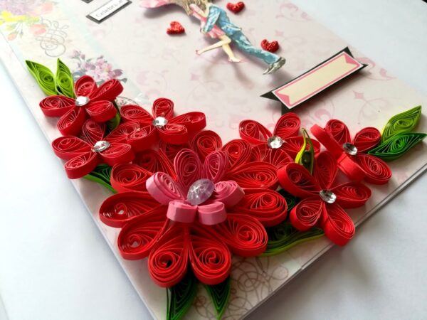 Red Quilled Flowers Birthday Greeting Card image Red Quilled Flowers Birthday Greeting Card image