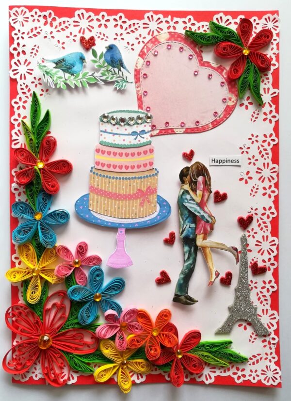 Multicolor Quilled Corner Anniversary Or Birthday Card image Multicolor Quilled Corner Anniversary Or Birthday Card image