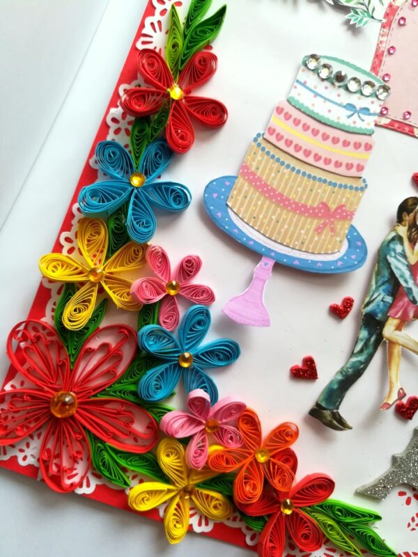Multicolor Quilled Corner Anniversary Or Birthday Card image Multicolor Quilled Corner Anniversary Or Birthday Card image