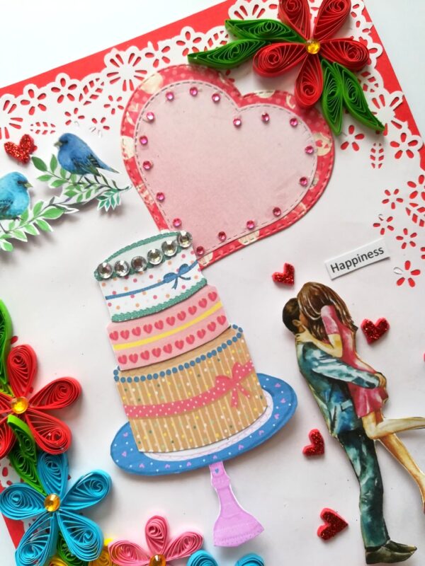 Multicolor Quilled Corner Anniversary Or Birthday Card image Multicolor Quilled Corner Anniversary Or Birthday Card image