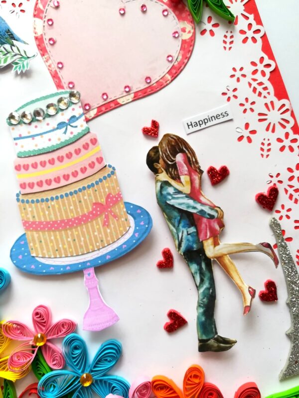 Multicolor Quilled Corner Anniversary Or Birthday Card image Multicolor Quilled Corner Anniversary Or Birthday Card image
