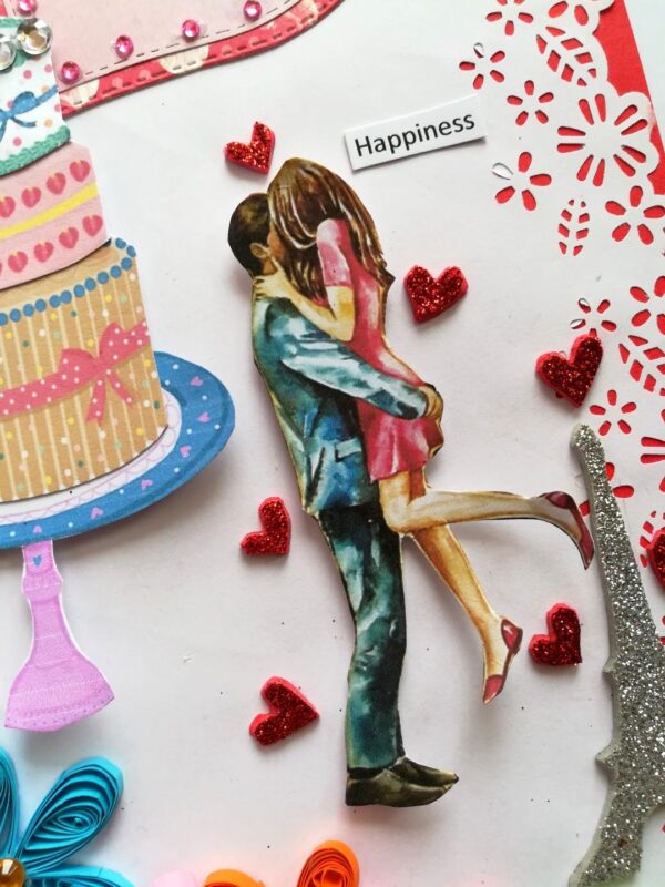 Multicolor Quilled Corner Anniversary Or Birthday Card image Multicolor Quilled Corner Anniversary Or Birthday Card image