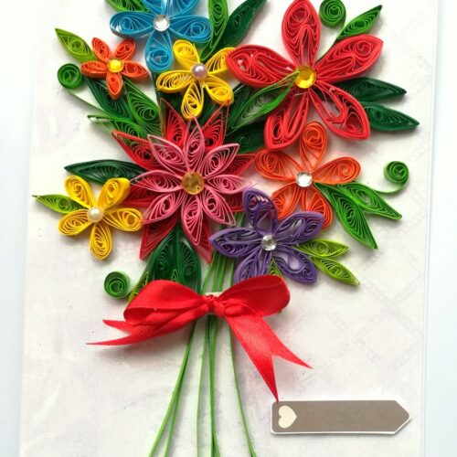 Quilled Floral Bouquet Greeting Card image