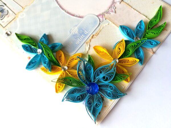 Blue Quilled Flowers Greeting Card image Blue Quilled Flowers Greeting Card image