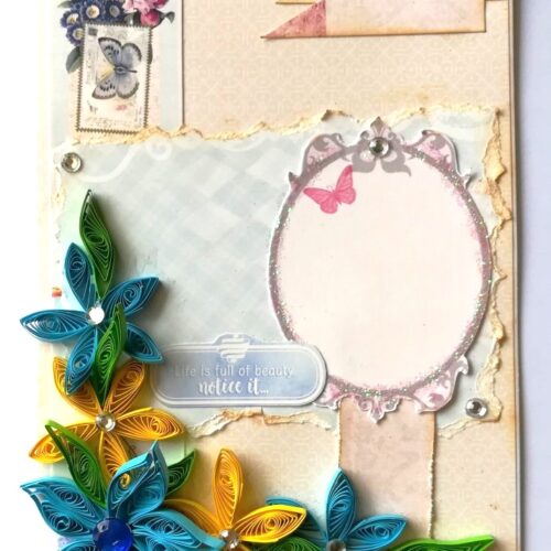 Blue Quilled Flowers Greeting Card image