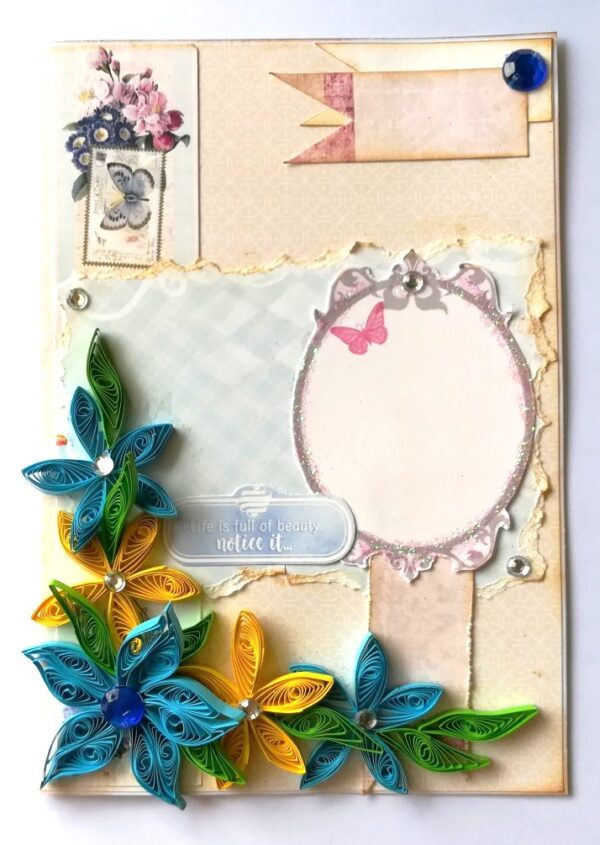 Blue Quilled Flowers Greeting Card image Blue Quilled Flowers Greeting Card image