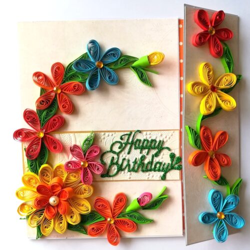 Multicolored Quilled Mini Scrapbook Greeting Card image