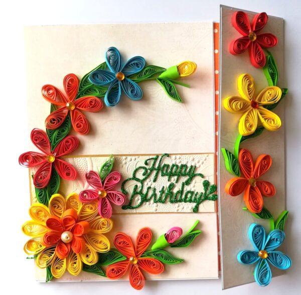 Multicolored Quilled Mini Scrapbook Greeting Card image Multicolored Quilled Mini Scrapbook Greeting Card image