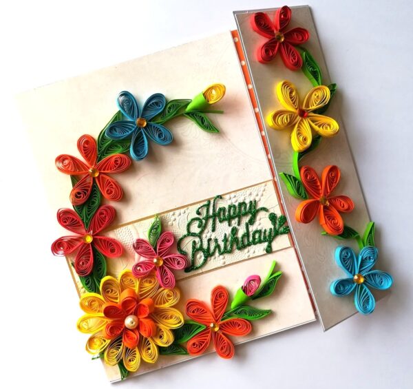 Multicolored Quilled Mini Scrapbook Greeting Card image Multicolored Quilled Mini Scrapbook Greeting Card image