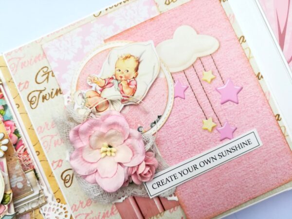 Sparkling Baby Girl Handmade Scrapbook Album image Sparkling Baby Girl Handmade Scrapbook Album image