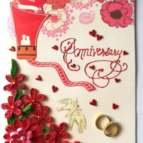 Quilled Anniversary Greeting Card image