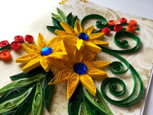 Yellow Quilled Flowers Greeting Card image Yellow Quilled Flowers Greeting Card image