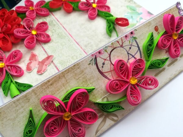 Red Themed Quilled Mini Scrapbook Greeting Card image Red Themed Quilled Mini Scrapbook Greeting Card image