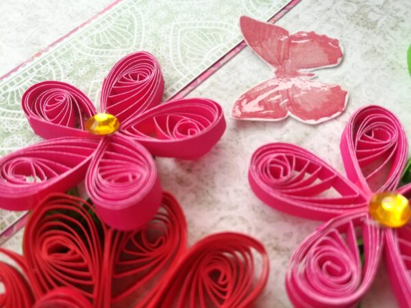 Red Themed Quilled Mini Scrapbook Greeting Card image Red Themed Quilled Mini Scrapbook Greeting Card image
